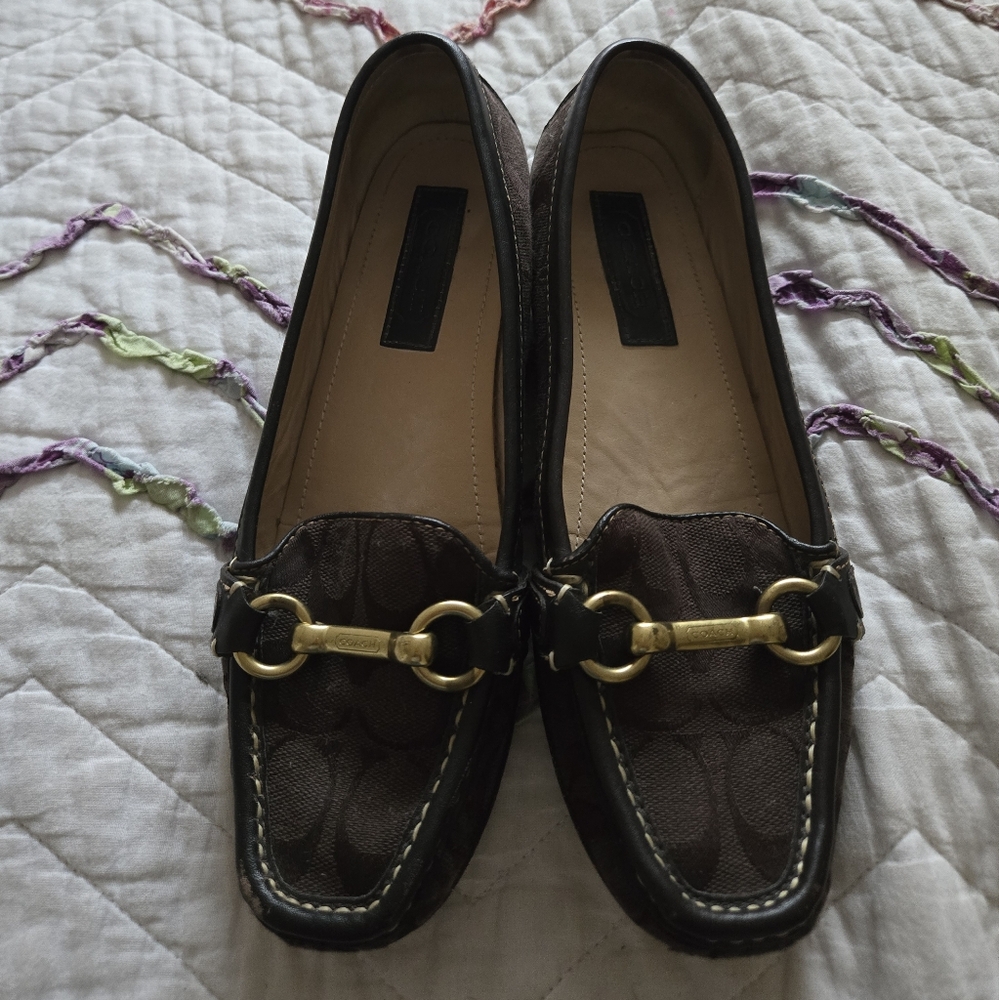 Coach Brown and Gold Loafers